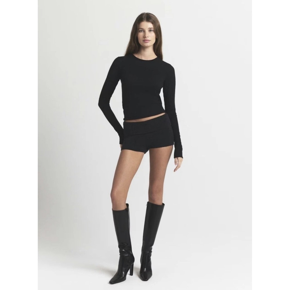 NWT SKIMS Sheer Cashmere Turtleneck Top in Onyx Sz S Luxury Old Money Chic $178